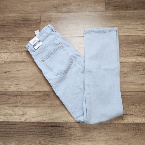 Zara high-rise straight leg denim light wash jeans Full-length women's EU 40 / 8 - Picture 9 of 16